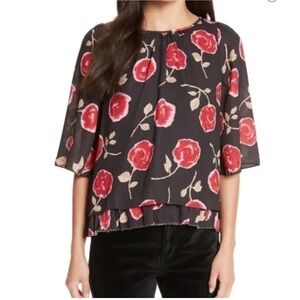Kate Spade ‘Hazy Rose’ Double Layer short sleeve pullover blouse